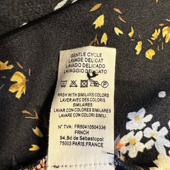 FRNCH The Amaria Floral Dress in Black Floral size Small Short Puff Sleeves NWT - Picture 15 of 16